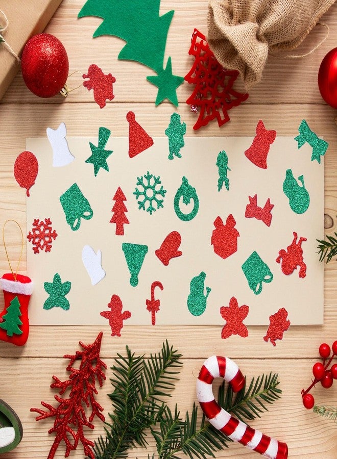 SpinLaLa 300 Pieces Christmas Glitter Foam Stickers - Assorted Santa, Snowflake, Tree, Bell, Gift, and Christmas Shape Foam Stickers Self-Adhesive for Kids Crafts DIY Winter Party Favor Supplies Decorations - Image 4